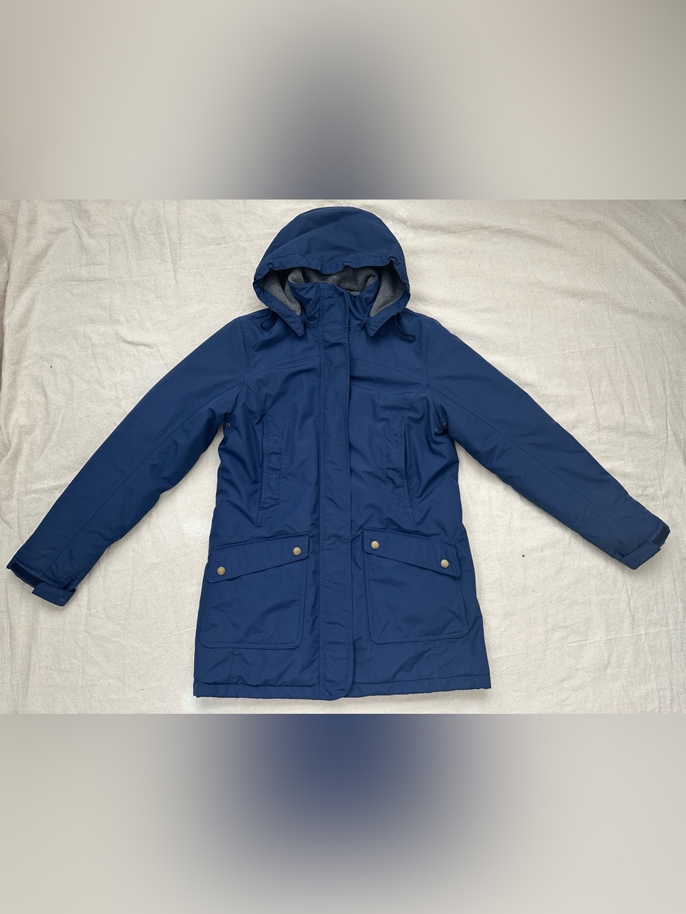 Lands' End Blue Squall Jacket Hooded Thermacheck Fleece Lined Parka XS 2-4 - Picture 2 of 15